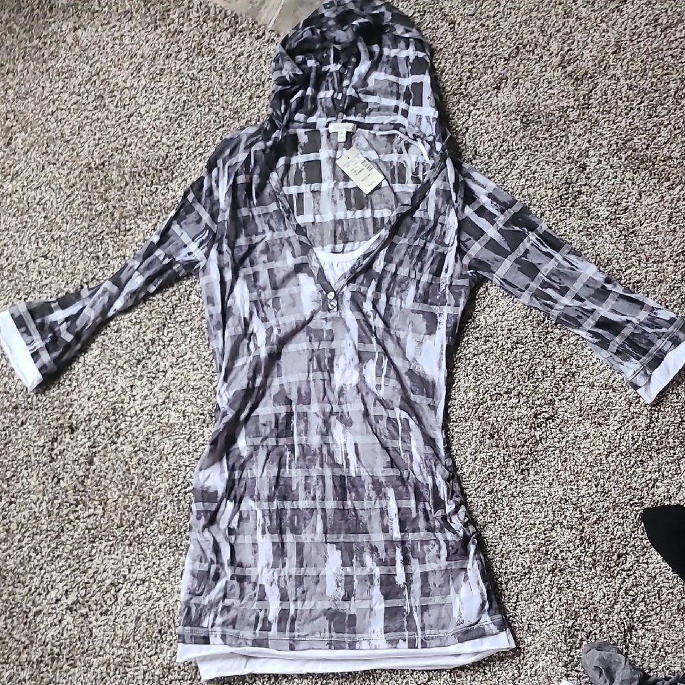 Maurices Black and White Plaid Top